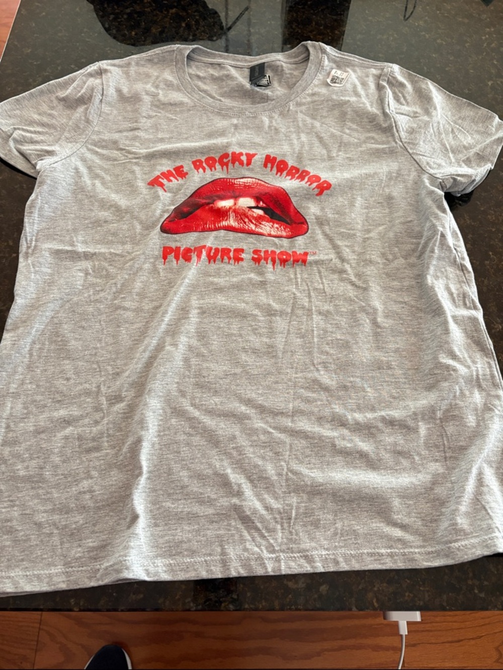 Gildan Gray Rocky Horror Picture Show Tee with Red Lip Graphic